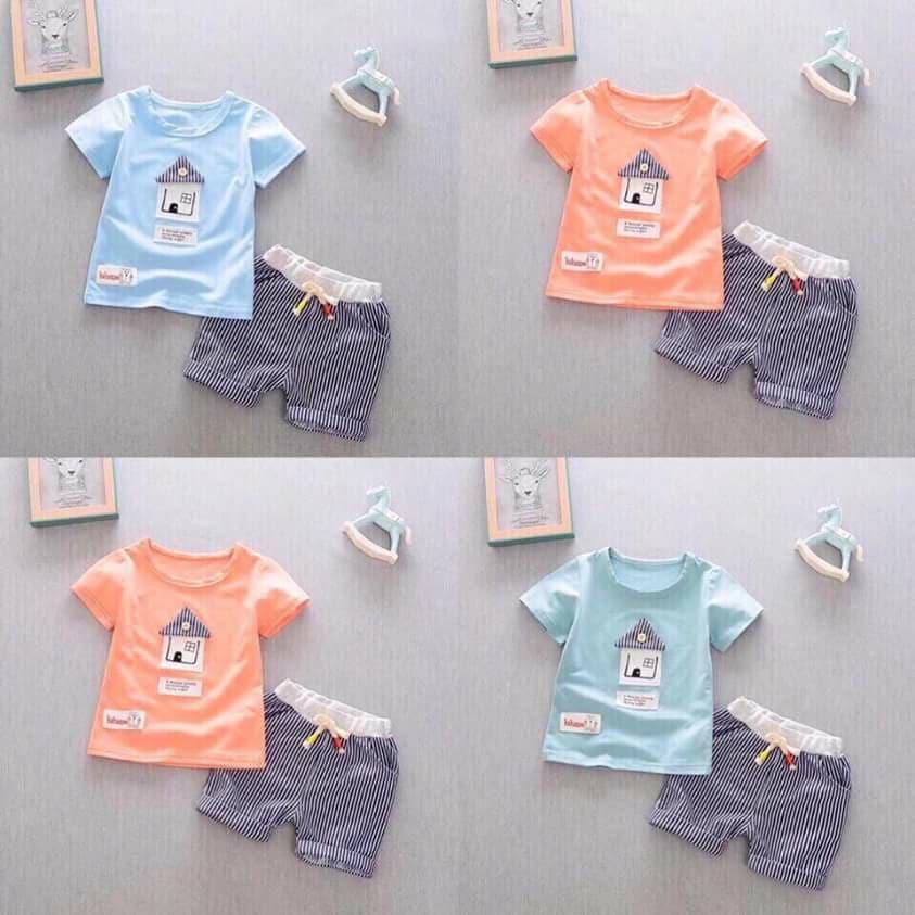 Bộ ngôi nhà-bộ cotton cộc tay bé trai sai 8 đến 22kg