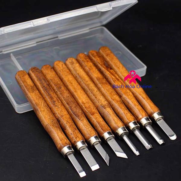 Bộ dao khắc đục tiện gỗ 8 món cao cấp V2