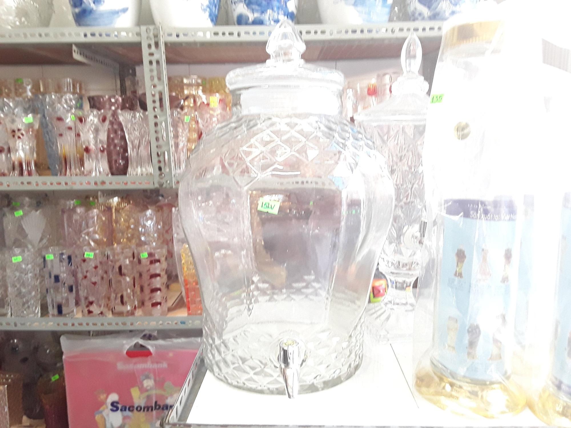 [HCM]Bình thủy tinh ngâm ruou 15l kim cương vòi