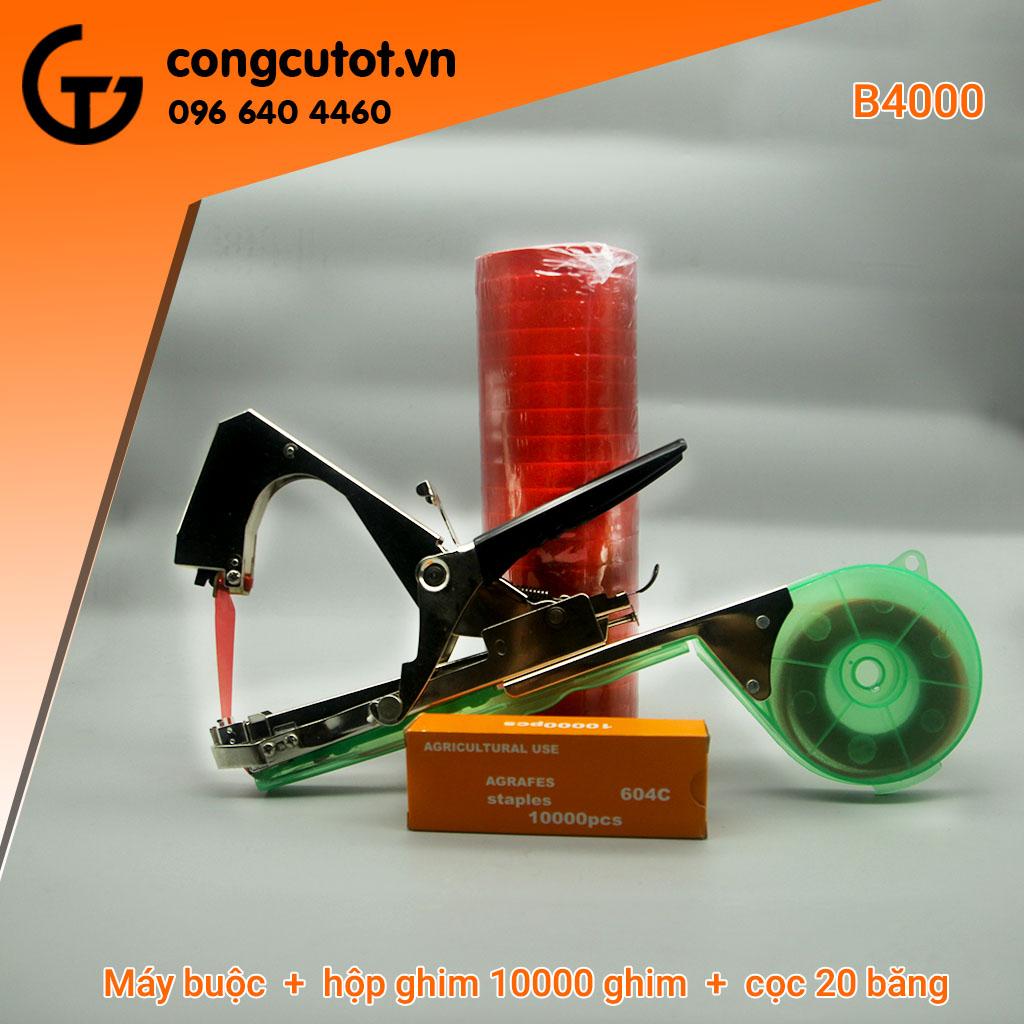 Bộ dụng cụ buộc cành gồm máy buộc + hộp ghim 10.000 ghim + cọc 20 cuộn băng buộc