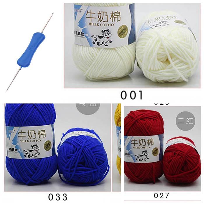 3 cuộn len milk bò + 1 Kim móc