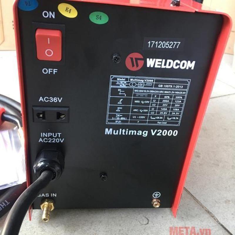 Máy hàn Mig không dùng khí Weldcom Multimag V2000 Đỏ