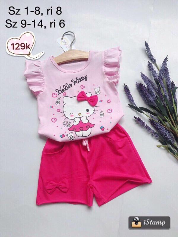 Nơi bán Bộ thun bé gái hình mèo dễ thương từ 23-35kg