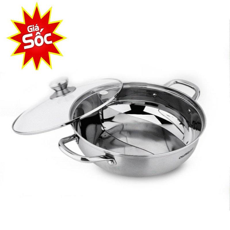 Nồi lẩu từ nào tốt, noi lau inox cao cap -Nồi lẩu inox đa năng, Thiết kế 2 ngăn tiện dụng, Sản phẩm ưa chuộng của các gia đình