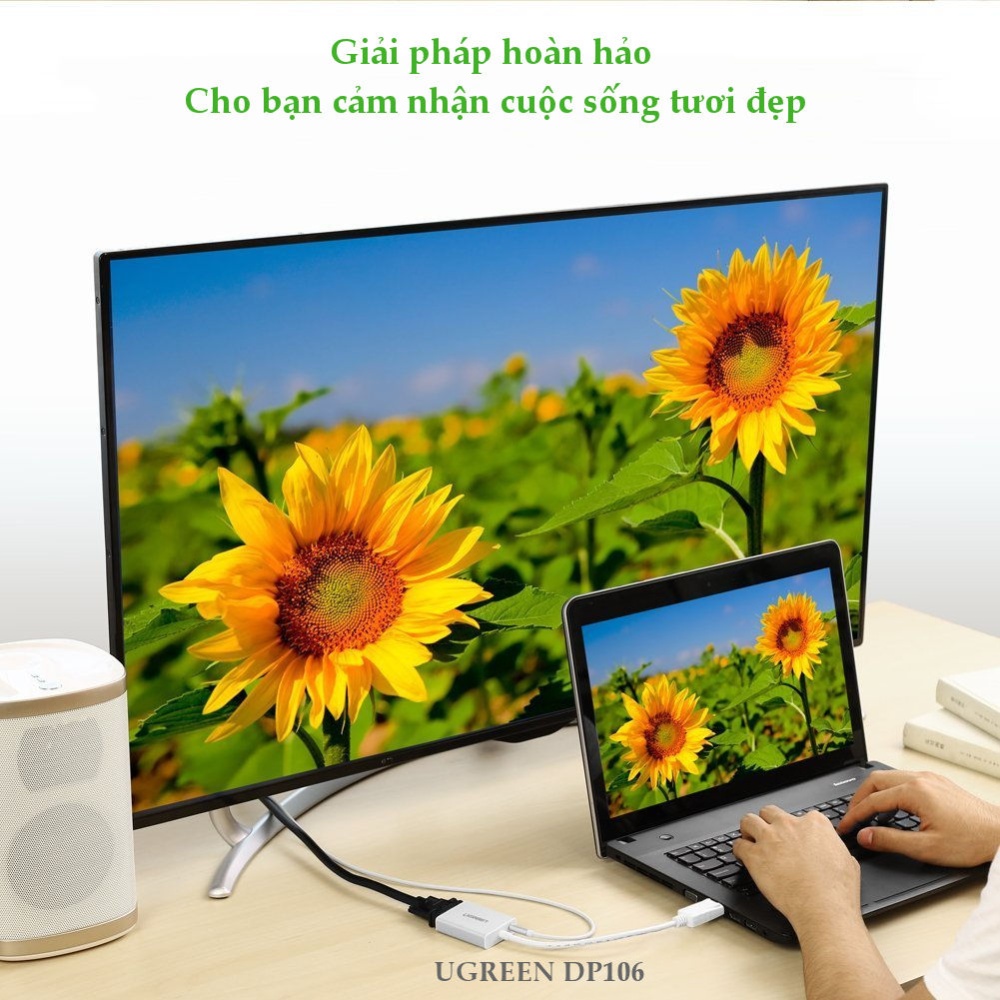 Dây chuyển đổi DisplayPort sang VGA+Audio converter (Vỏ nhôm) dài 25cm UGREEN DP106 Dây chuyển đổi DisplayPort sang VGA+Audio converter (Vỏ nhôm) dài 25cm UGREEN DP106