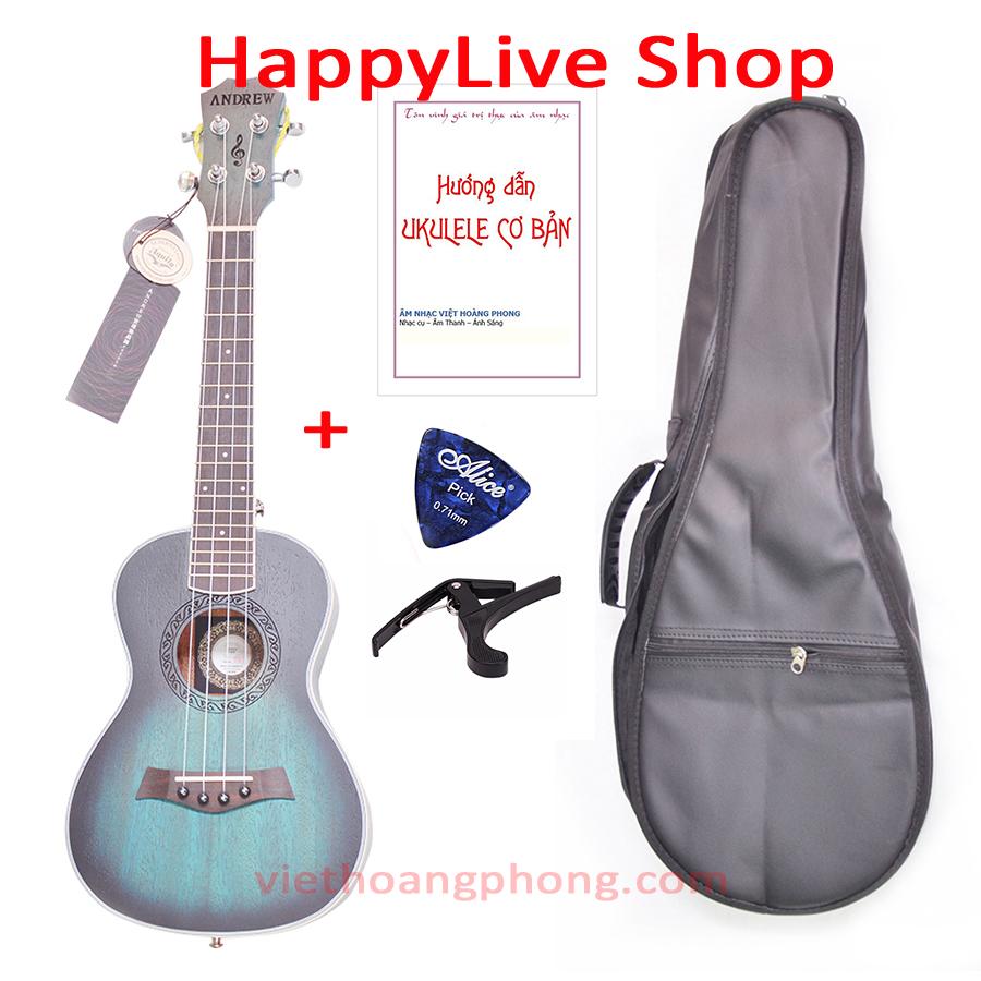 Đàn Ukulele Tenor ANDREW (Mỹ) 805 Ombre Blue-Green + Tặng bộ phụ kiện - HappyLive Shop