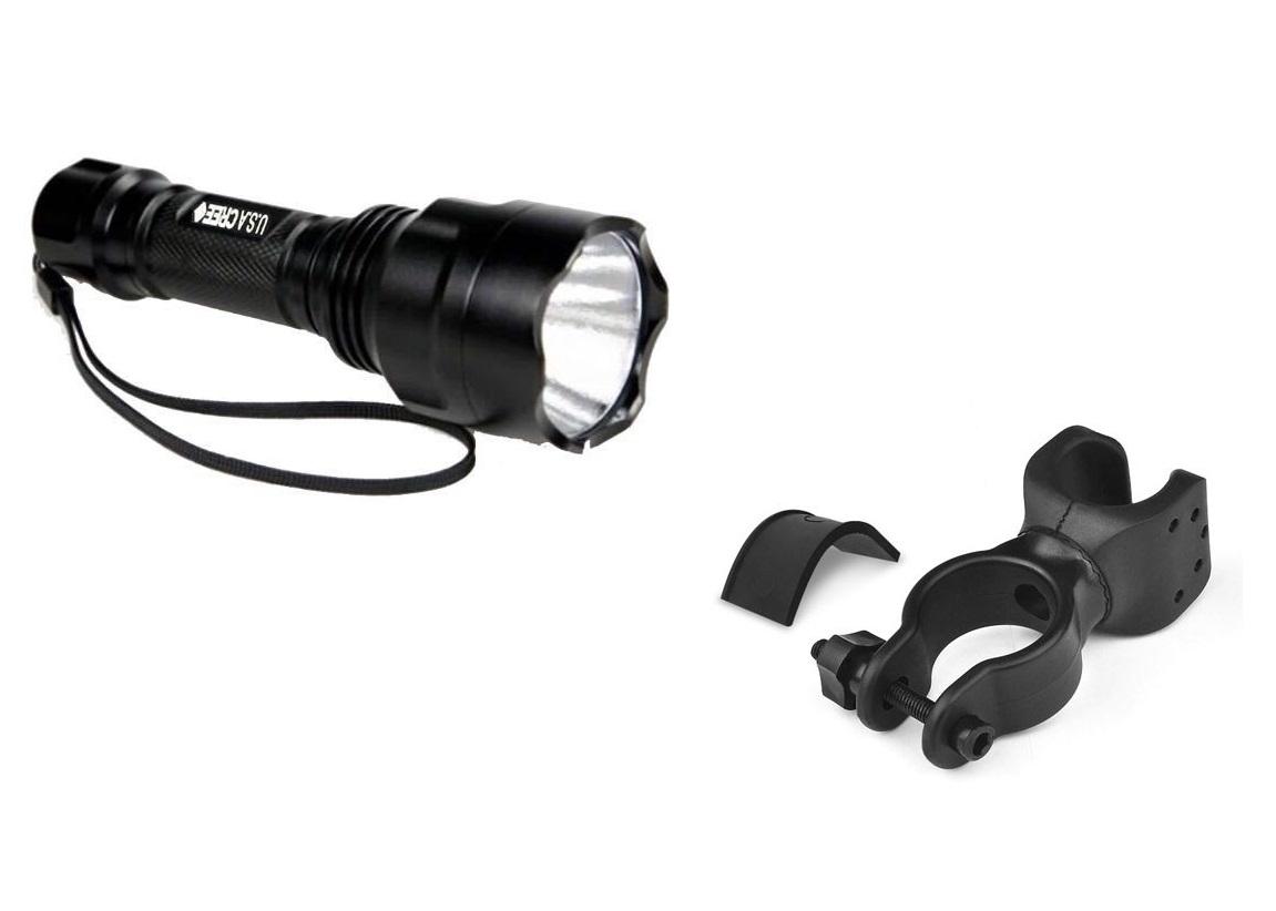 Bộ đèn pin siêu sáng C8 + Giá gắn vào xe đạp - Hàng nhập khẩu