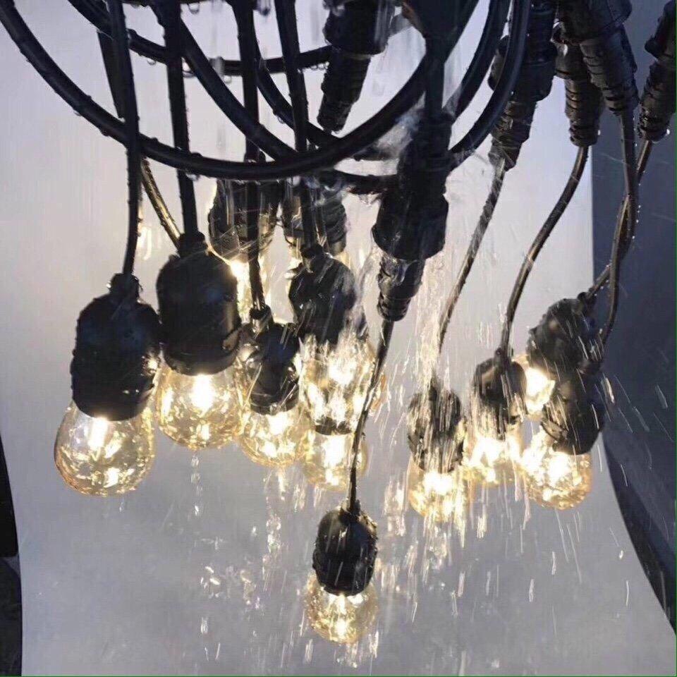 [HCM]Bộ dây treo kín nước dài 10m 20 đuôi đèn e27. Dây đui đèn E27 ngoài trời đã được tích hợp sẵn phíc cắm và ổ cắm ở 2 đầu