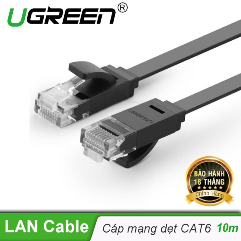 Dây mạng 2 đầu đúc Cat6 UTP dây dẹt dài 10m UGREEN NW104 11240 - Hãng phân phối chính thức