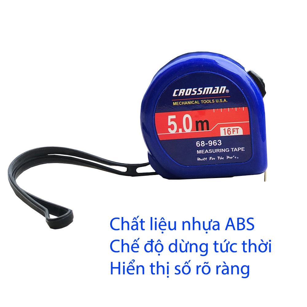 Thước rút Crossman 5m, khóa dừng cố định vị trí (Xanh)