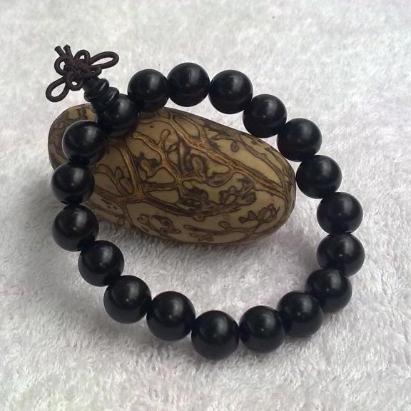 [HCM]Vòng đeo tay gỗ mun sừng, chuỗi hạt đeo tay gỗ mun đen 10mm