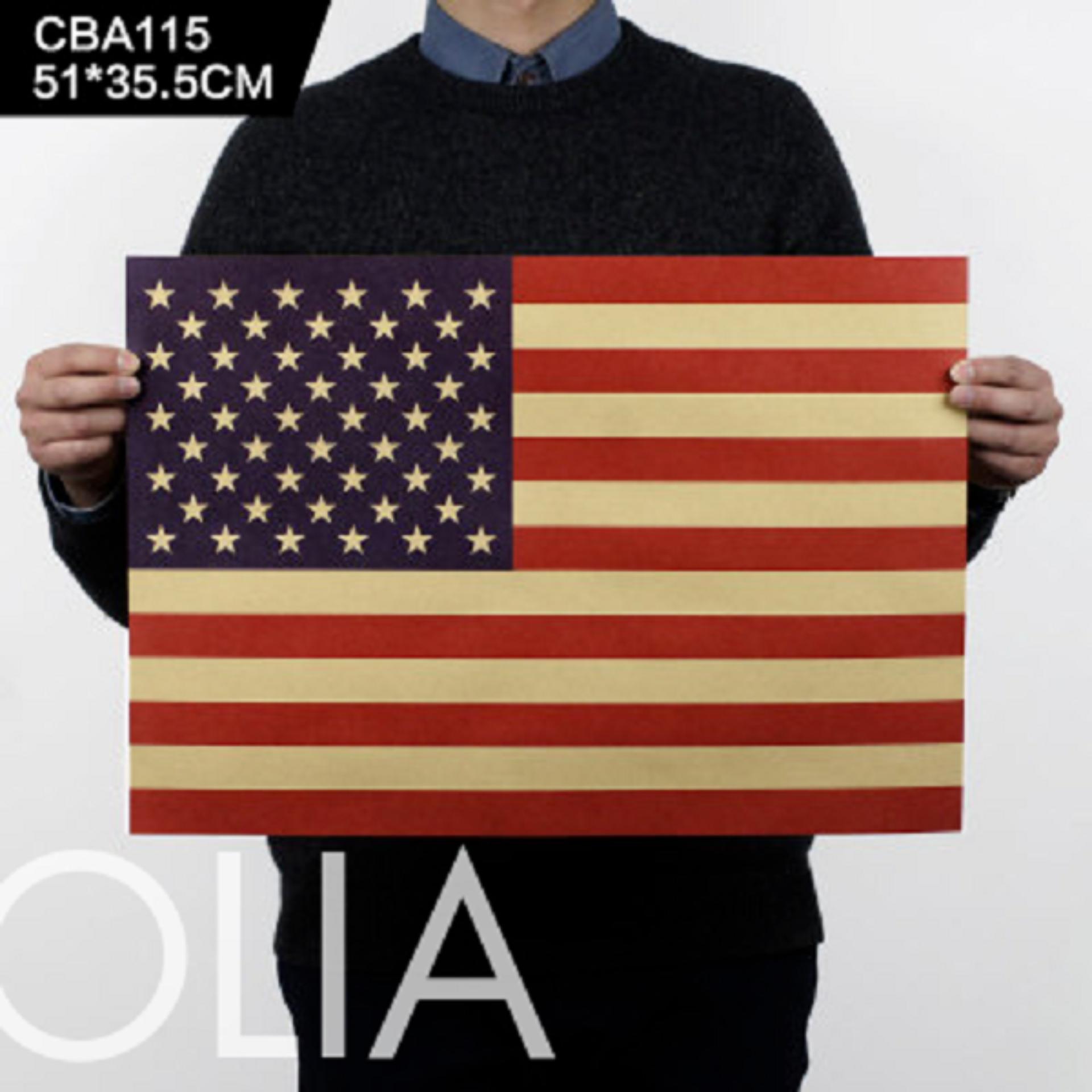 Tranh vintage retro vàng-cờ mĩ american-olia