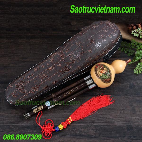 Sáo Bầu Thật Khớp Inox LAB2 - Sáo Trúc Haki - Tặng Kèm Bao Da, Dây Treo