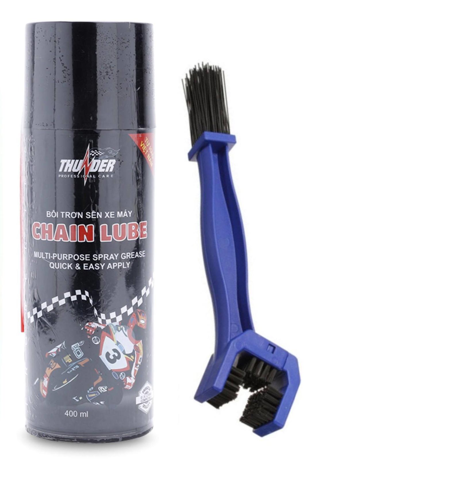 [HCM]Combo chai xịt bôi trơn bảo vệ sên xe máy mô tô PKL Thunder Chain Lube 400ml và bàn chải vệ sinh sên cao cấp
