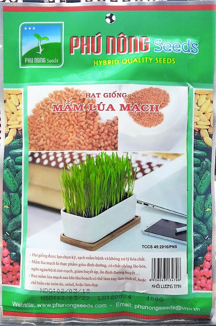 Bộ 05 gói hạt giống mầm lúa mạch pn -100gram