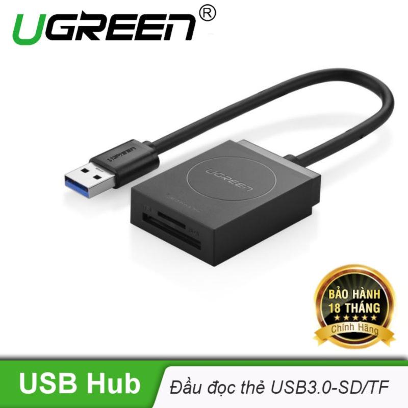 Đầu đọc thẻ USB 3.0 Card Reader Hỗ trợ thẻ TF và SD dài 15CM UGREEN CR127 20250 - Hãng phân phối chính thức