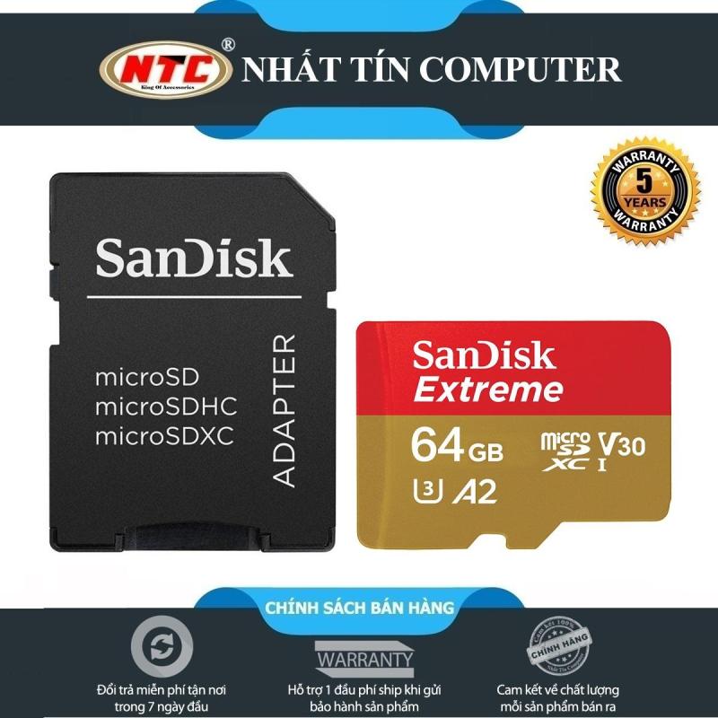 Thẻ Nhớ MicroSDXC SanDisk Extreme V30 U3 4K A2 64GB R160MB/s W60MB/s (Vàng)