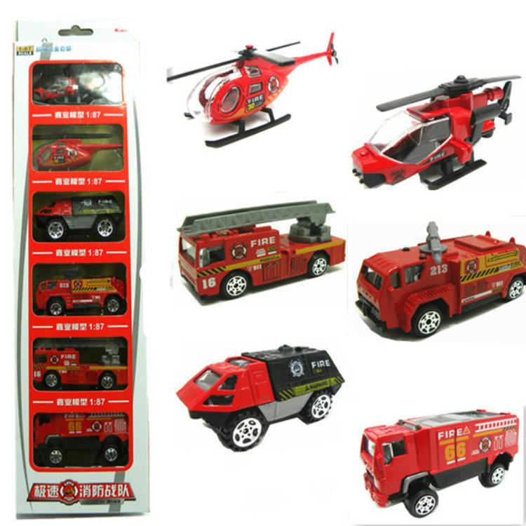 Set 6 xe Cứu hỏa Mini Cực kì tinh xảo bằng hợp kim và nhựa.