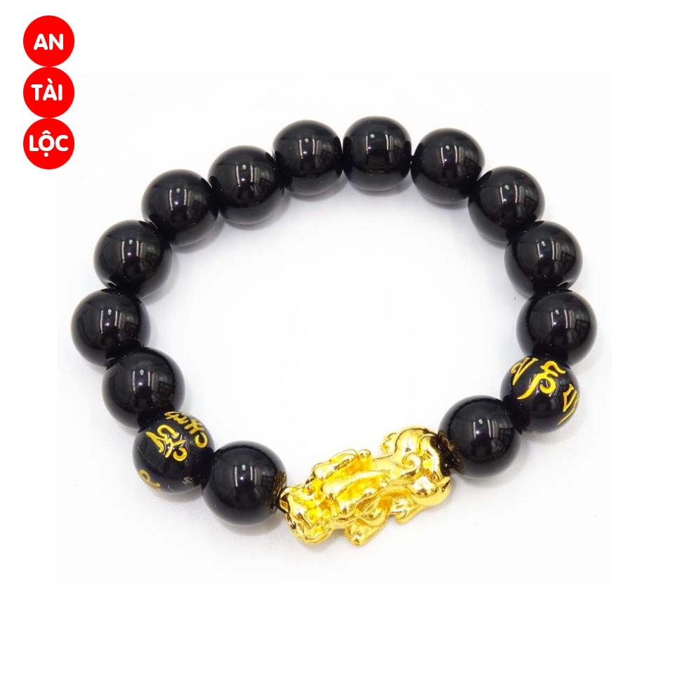 Vòng tay đá phong thuỷ - Vòng tay lắc tay tì hưu phong thủy mix đá đen hút công danh tài lộc sức khỏe may mắn