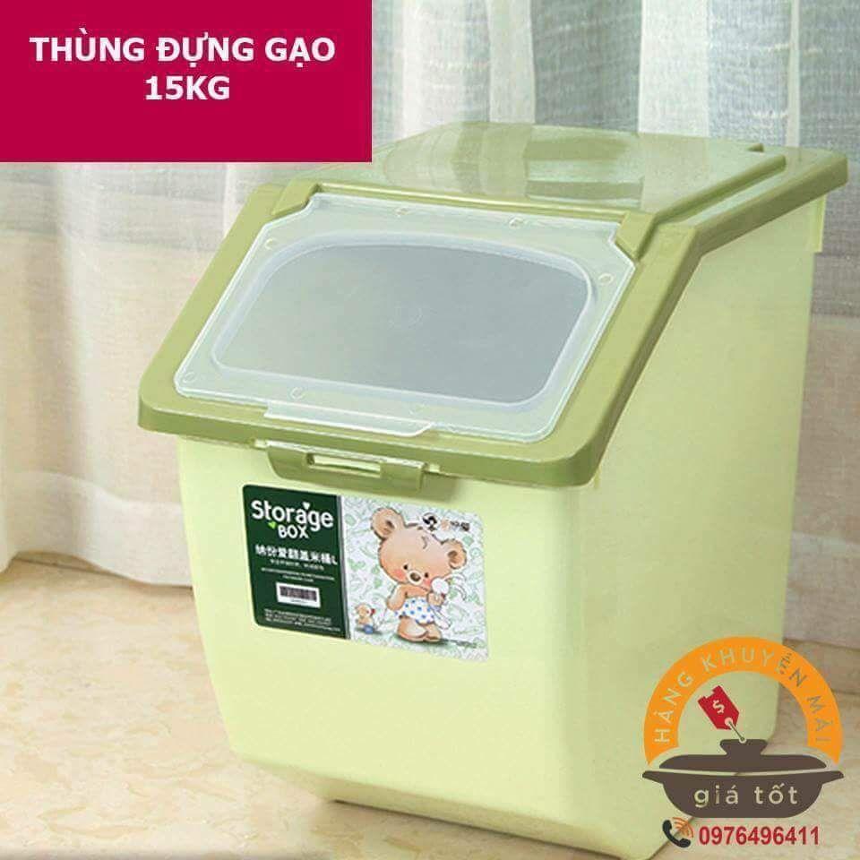 Thùng đựng gạo 15kg có nắp đậy tặng kèm ca đong gạo