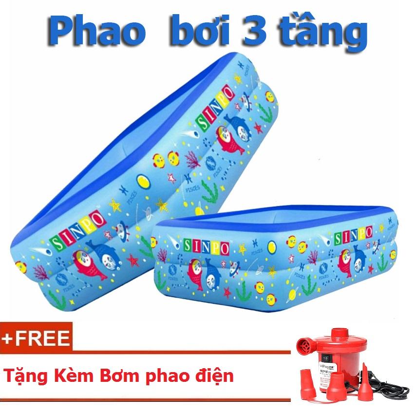 Bể bơi 3 tầng cho bé Sinpo Tặng kèm bơm phao điện Model KingDom