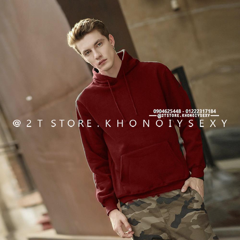 2T STORE ÁO KHOÁC HOODIE NỈ CÓ NÓN TRƠN MÀU ĐỎ 2TAKN08001-17.jpg