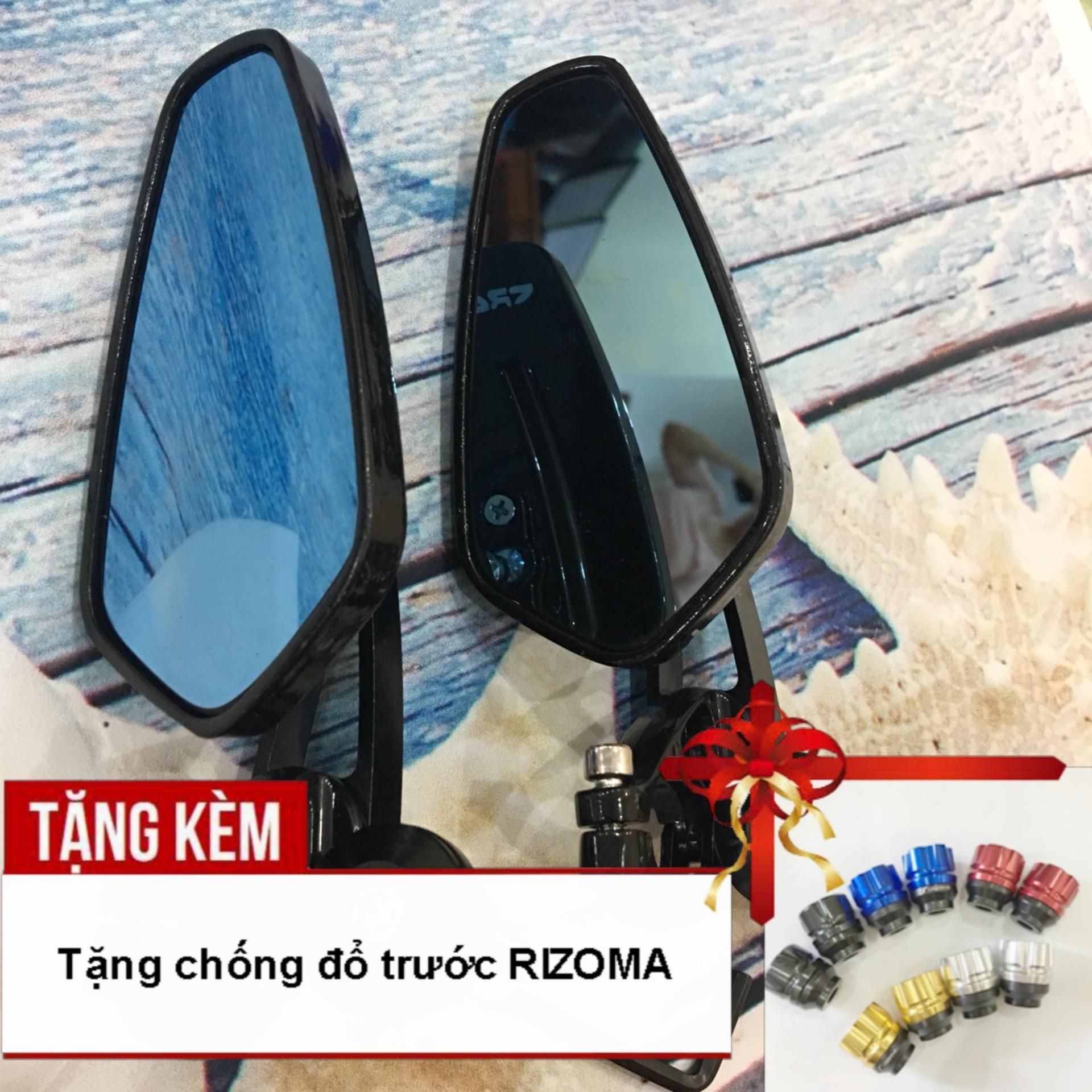 TẶNG CHỐNG ĐỔ TRƯỚC HÌNH RĂNG CƯA -  Trọn bộ2  gương chiếu hậu cho xe máy - cán gương xoay và thời trang cho xế yêu A98-màu đen-31