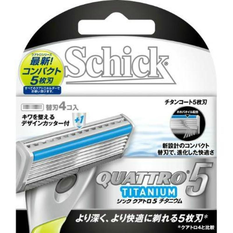 Vỉ 4 lưỡi dao cạo râu Schick Quattro 5 Titanium - Nhật Bản