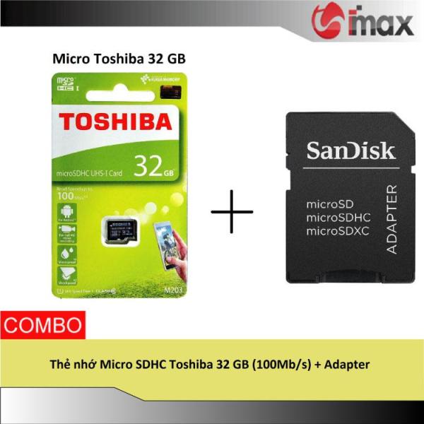 Thẻ nhớ Micro SDHC Toshiba 32 GB (100Mb/s) + Adapter