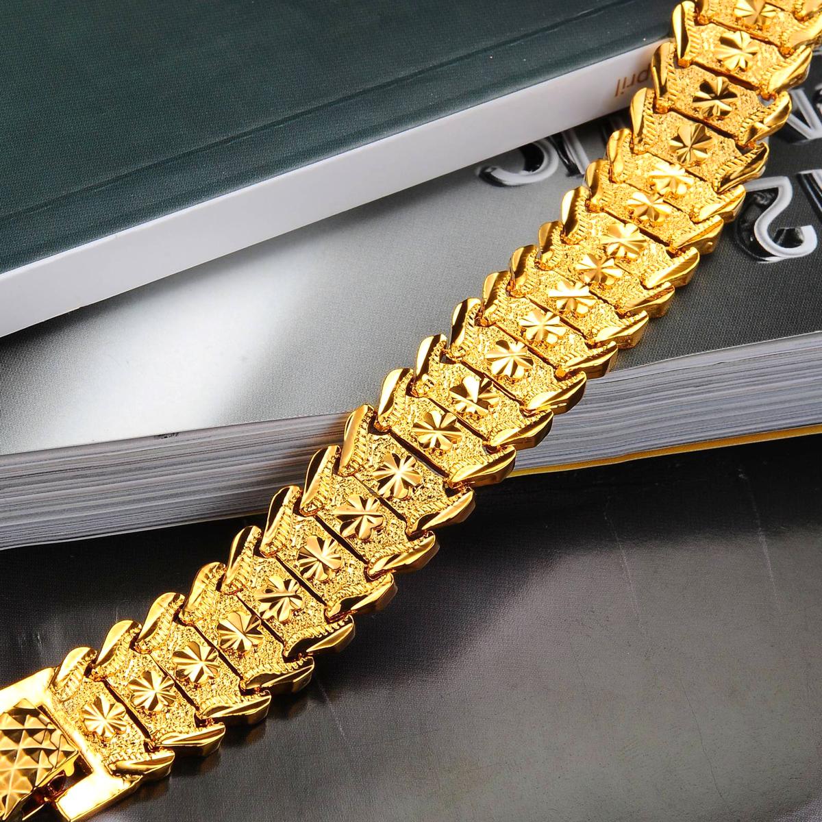 Lắc tay nam mạ vàng 24k đúc hoa mai vàng