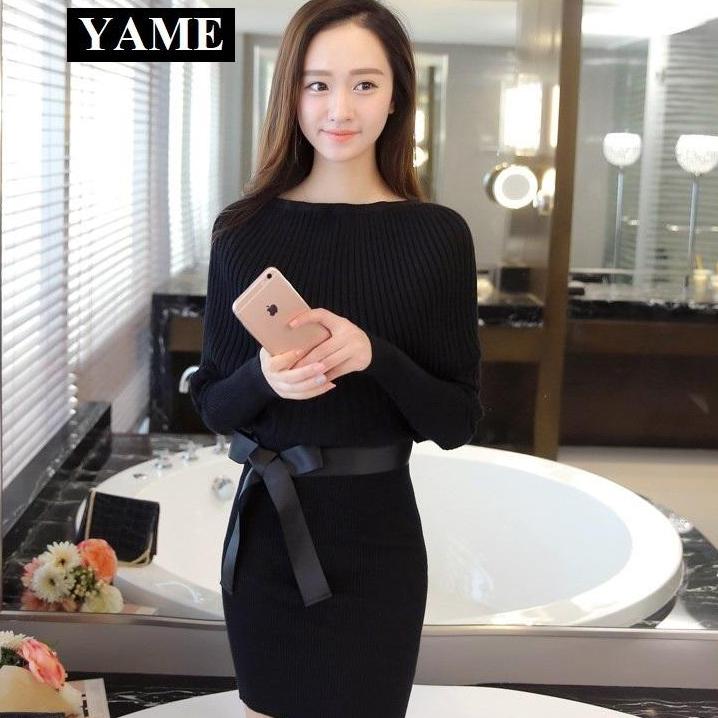 Đầm nữ kiểu hàn mùa lạnh siêu dễ thương yame nus-001 màu đen
