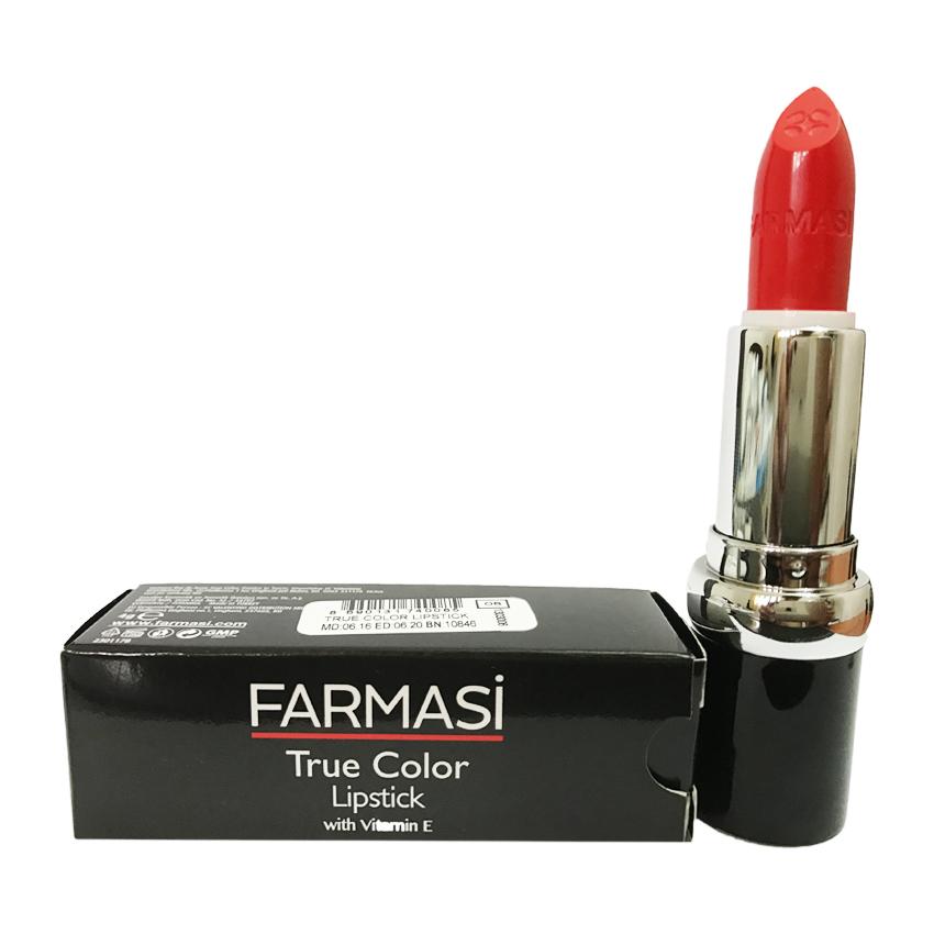 Son môi Farmasi True color lipstick dưỡng ẩm màu đỏ cam 4g
