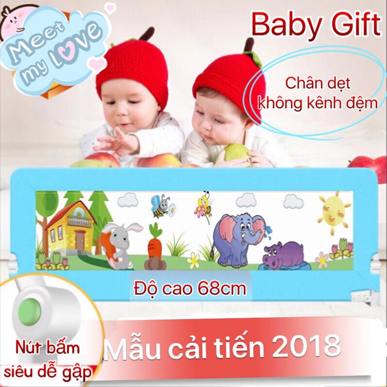 Thanh chắn giường cho bé chân dẹt không kênh đệm cao 68cm