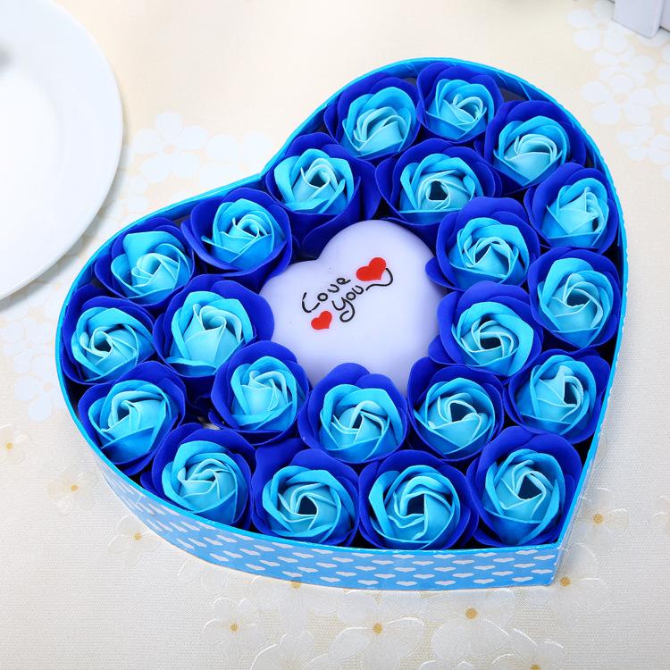 Hộp quà hoa hồng sáp có đèn Led V.2 (Màu Xanh Dương)