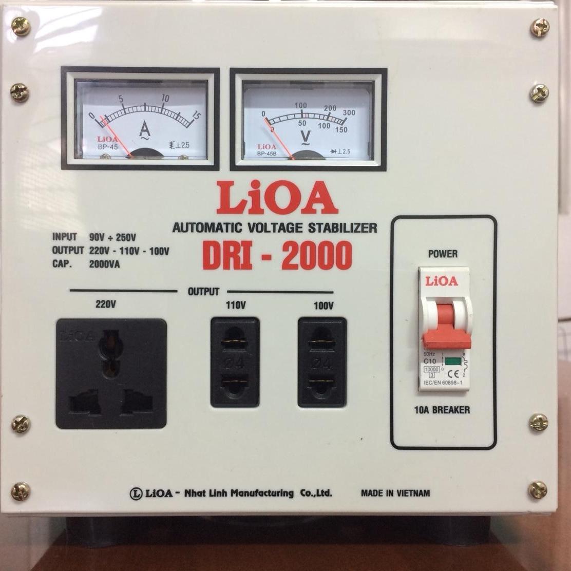 Ổn áp lioa dri-2000ii 2kva điện áp vào 90-250v-thế hệ ii mới 2019