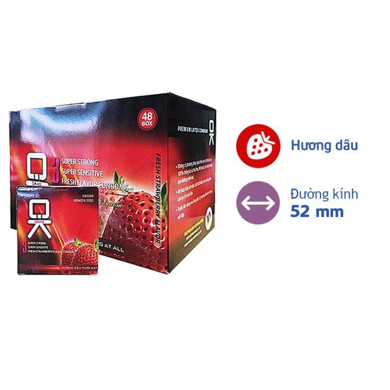 Bộ 10 Hộp Bao Cao Su OKHQ Mùi Hương Dâu Tây ( Hộp 3 chiếc )