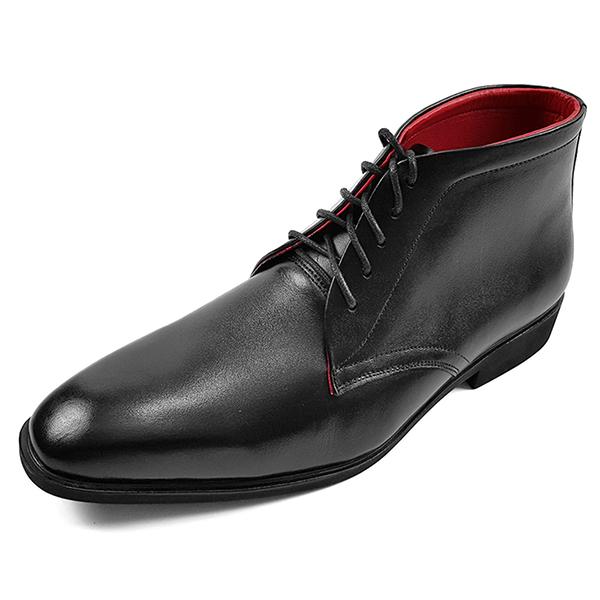 Giày Boot Nam Cổ Lửng Da Bò Thật 100% Thiết Kế Trẻ Trung Lót Đỏ Phong Cách (Đen) - Ensado CL02DLM