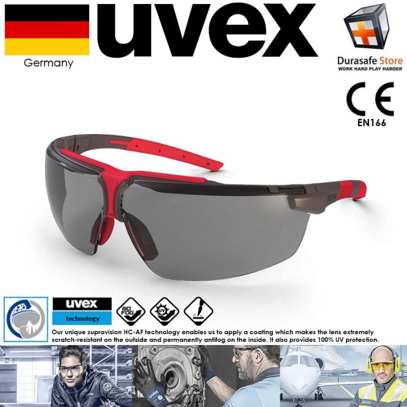 Kính Uvex 9190286 I-3 Safety Glasses Red Frame Grey Supravision HC-AF Len