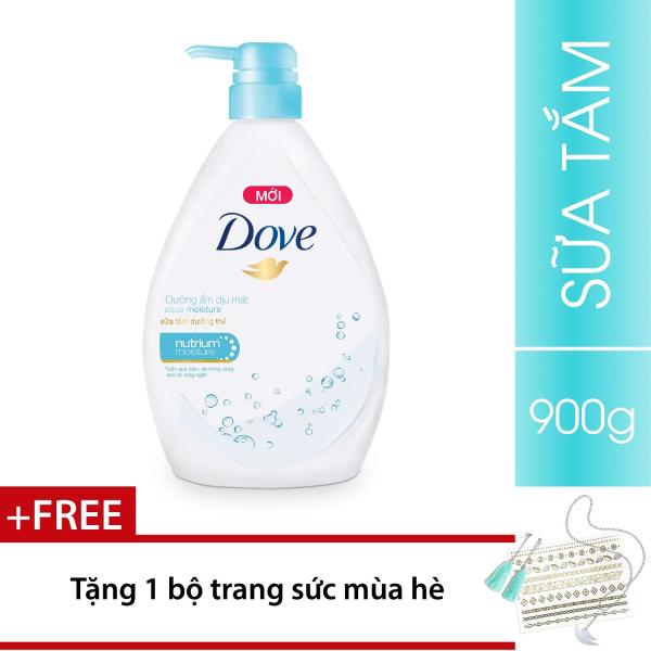 Sữa Tắm Dove Dưỡng ẩm dịu mát Aqua 900g + Tặng 01 Bộ trang sức mùa hè nhập khẩu