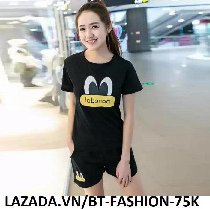 Đồ Bộ Áo Thun Nữ  + Quần Đùi Sọt Thể Thao, Ở Nhà, Đi Ngủ Thời Trang Mới - BT Fashion (AK2-EYE)