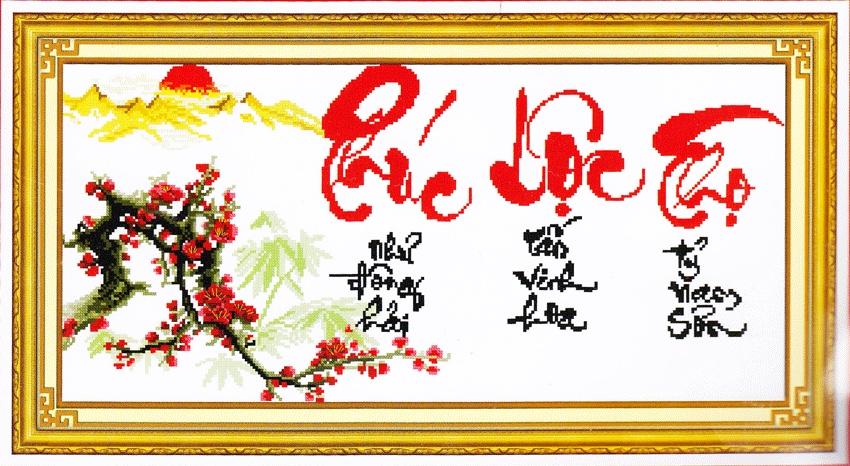 Tranh thêu phúc lộc thọ 51357- chưa thêu