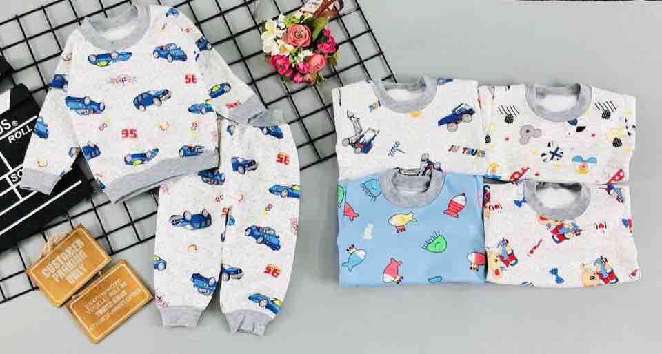 Combo 2 Bộ nỉ lót lông cho bé trai -6-8kg