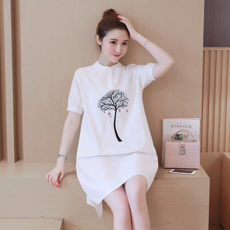Đầm bầu họa tiết cây may mắn - mã 2084trang