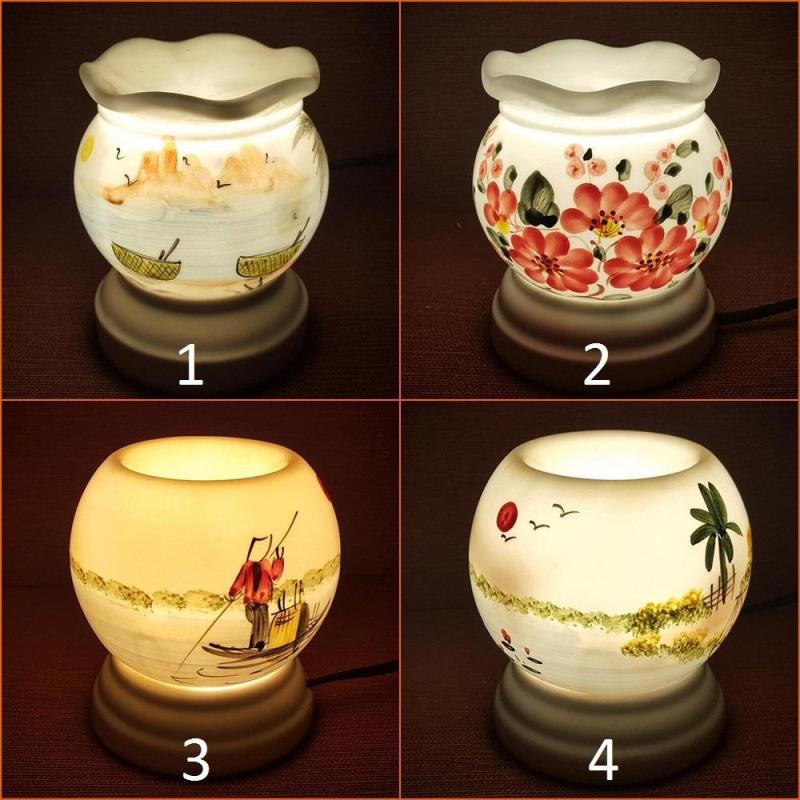 Đèn xông tinh dầu sứ Bát Tràng cỡ TO 11 x 13cm / Đuổi muỗi Diệt muỗi Đèn trang trí