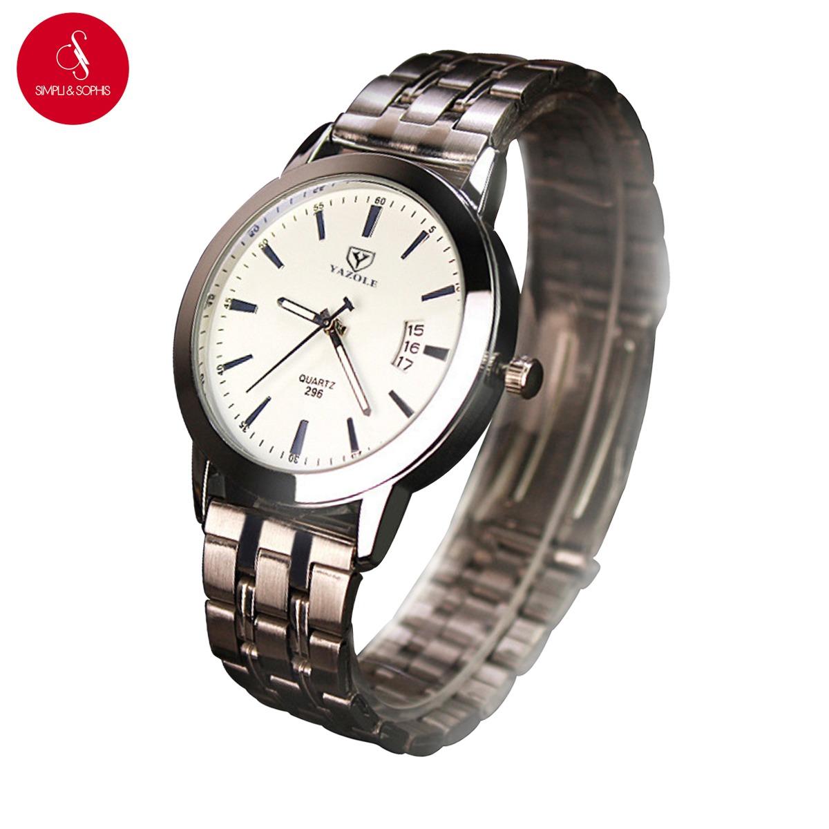 Đồng hồ nam yazole 296 có lịch ngày cao cấp 41mm + tặng hộp đựng đồng hồ thời trang & pin