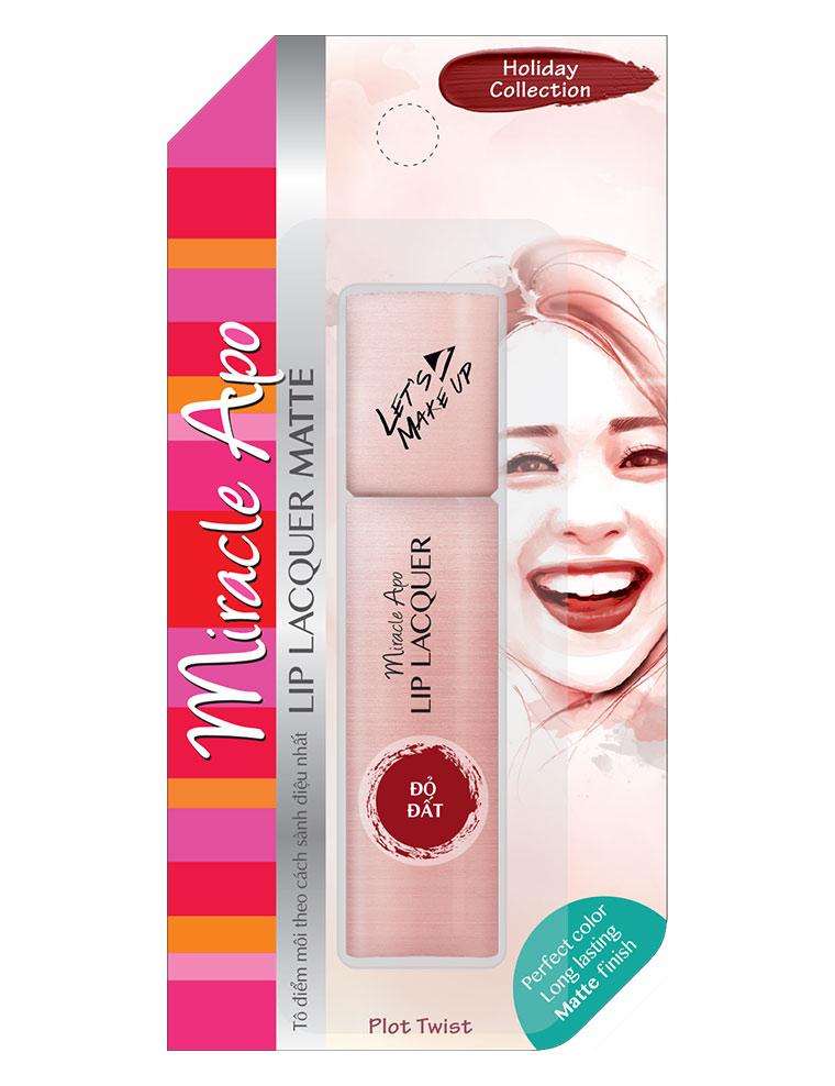 Son Kem Lì Miracle Apo Lip Lacquer Matte - Holiday Collection Màu Đỏ Đất