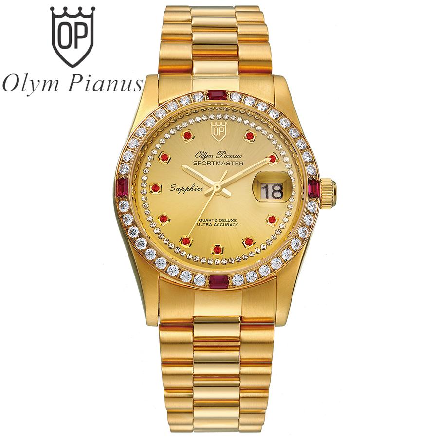 Đồng hồ nam mặt kính sapphire Olym Pianus OP89322DK vàng hạt đỏ bán chạy