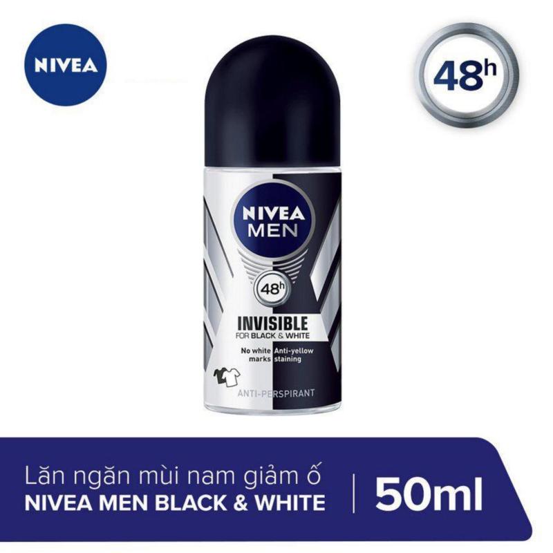 Lăn Khử Mùi Giảm Hình Thành Vệt Ố Vàng Trên Quần Áo Nivea Men Invisible For Black And White 50ml _ 82245 nhập khẩu