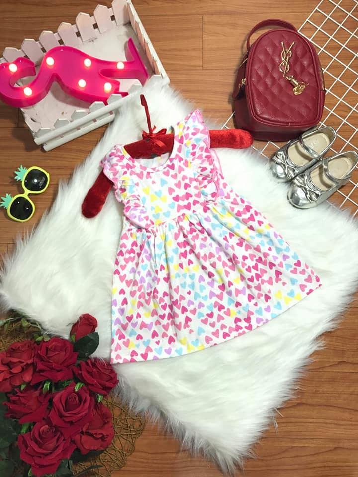 [HCM]đầm sác nách nhún bèo bé gái xinh xắn size 2-7 đầm thun giá rẻ