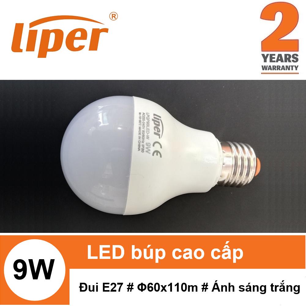 Bóng đèn LED bulb tròn 9W ánh sáng trắng/vàng đui xoáy E27 LIPER LPQP9CLED-01